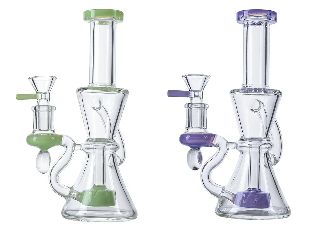 7 inch Heigh Glass Bongs 4 mm dikte Klein Heady Glass Hookahs Recycler met 14 mm vrouwelijke gewricht waterpijpen douchekop percolator olie dab rigs