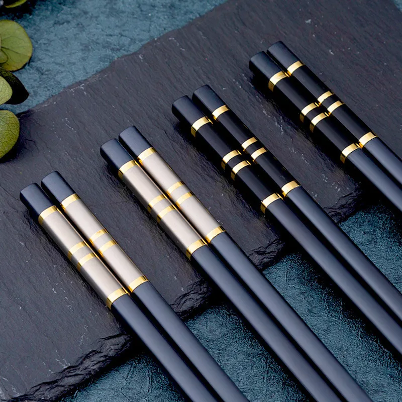 Chopsticks 10 Pairs Japanese Chinese for Eating Food Sushi Sticks Reusable Nonslip Alloy Korean Kitchen Tableware 230302