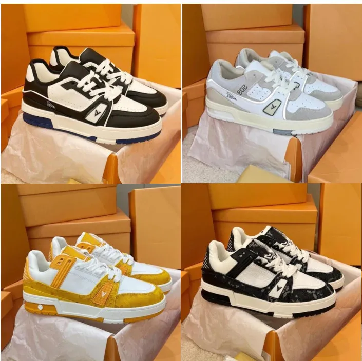 2023 Designer Sneaker Virgil Trainer Przypadkowi buty Skóra cielęca Abloh Biały Zielony Czerwony Niebieski List Nakładki Platforma Niskie Trampki Rozmiar 36-45