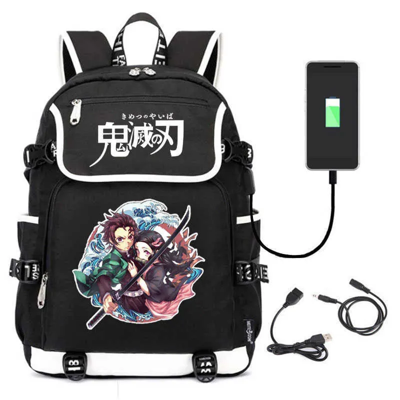 3 pièces/ensemble Anime Kamado Nezuko démon Slayer sacs à dos pour filles sac d'école adolescent étudiant toile sac à dos pour ordinateur portable femmes sac à dos  1524
