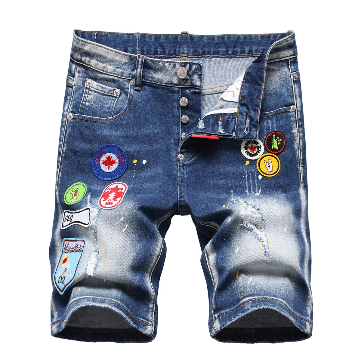 TR APSTAR DSQ court hommes jean Hip Hop Rock Moto hommes conception déchiré en détresse Denim Biker DSQ été bleu jean court 1126