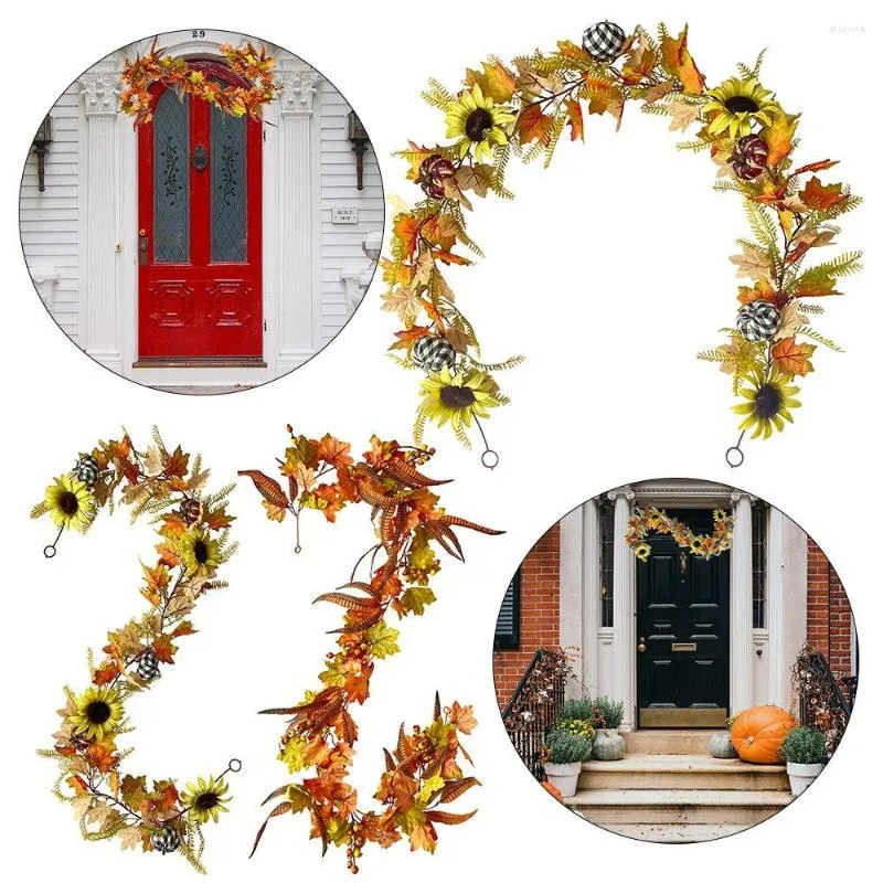 Decorative Flowers Simulation Wedding Decor Thanksgiving Day Christmas Door Decoration Leaves Handle Bundle Pumpkin Plants Faux