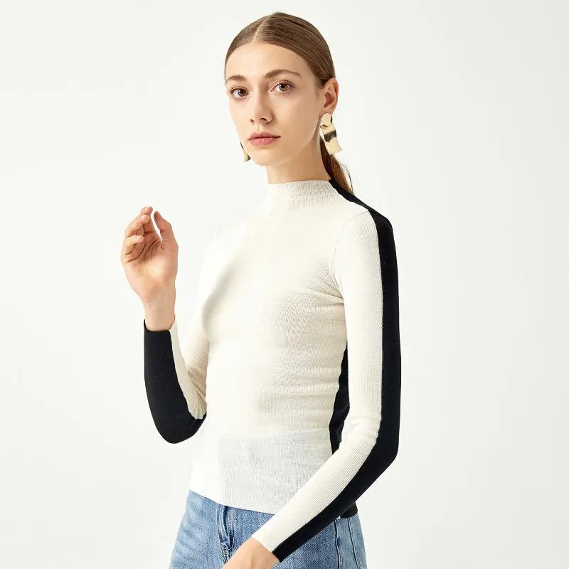 Women's Sweaters Two Ways To Wear Front And Back Half High Neck Slim Fitting Woolen Sweater 2023 Fashion Temperament Bottoms Pul