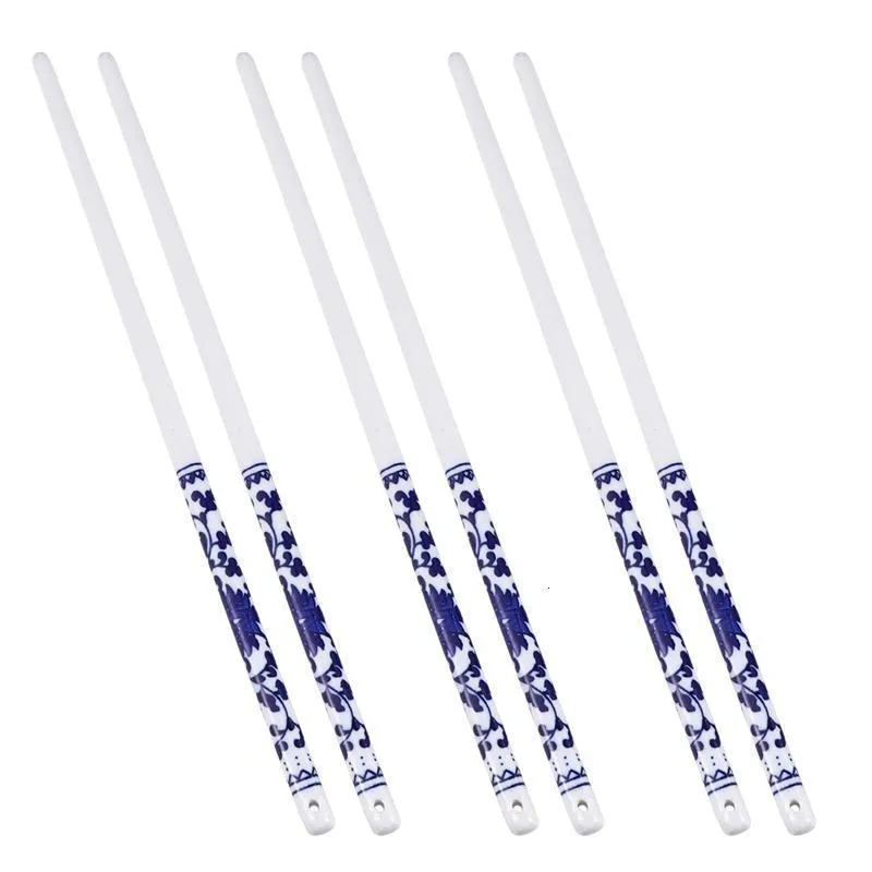 Chopsticks 10 Pairs Blue And White Porcelain Ceramic Long Chopstick Chinese Style Tableware For Home Restaurant Kitchen Supplies 230302