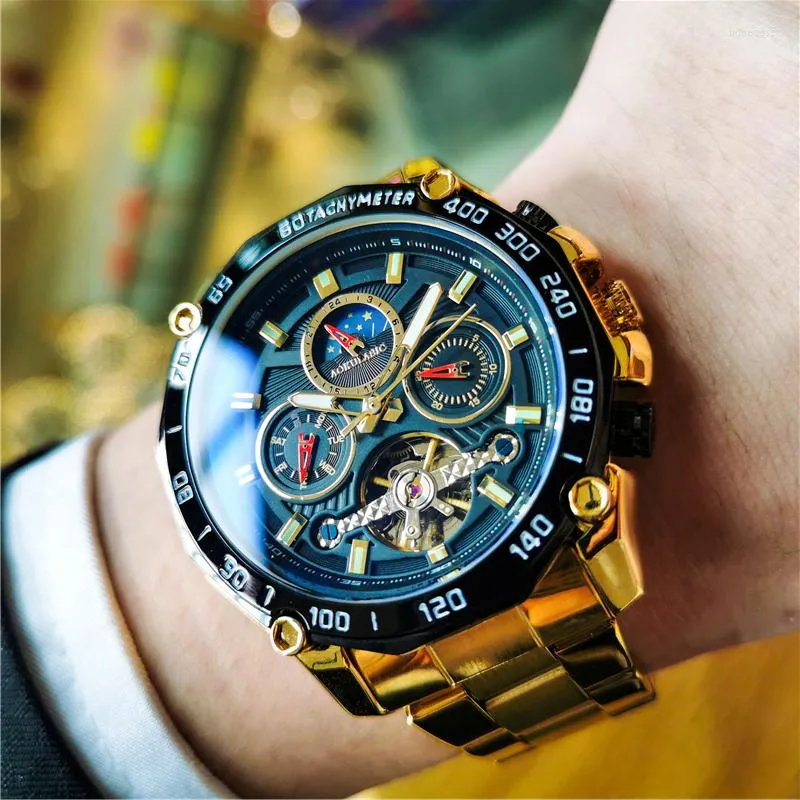 Orologi da polso orologio aokulasico Moon fase orologi meccanici automatici meccanici da uomo che si svuota da uomo sport scheletro orologio da polso relogio masculino