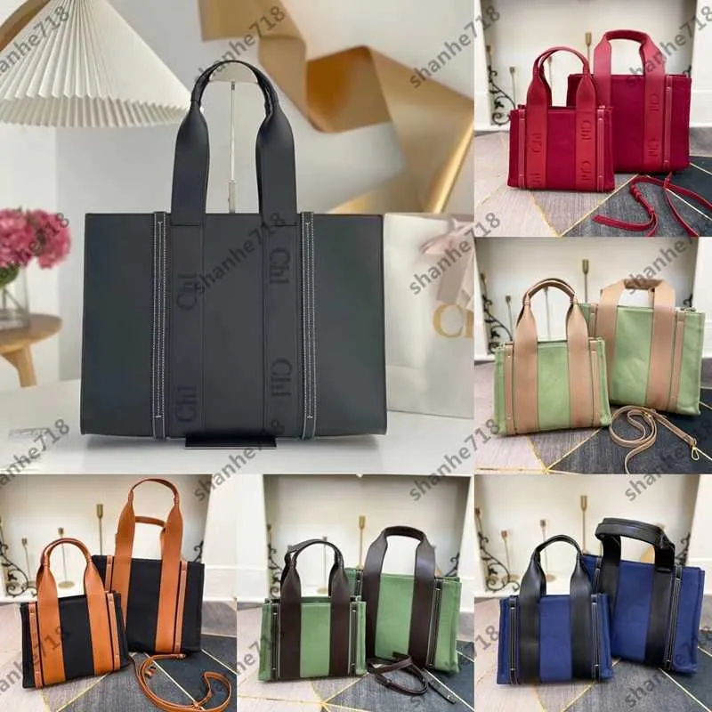 Top Quality Woody Totes Canvas Beach Bag Black Stripe Shoulder Crossbody Bags Designer Handbags Women Large Shopping Bag Luxury Lady Purses