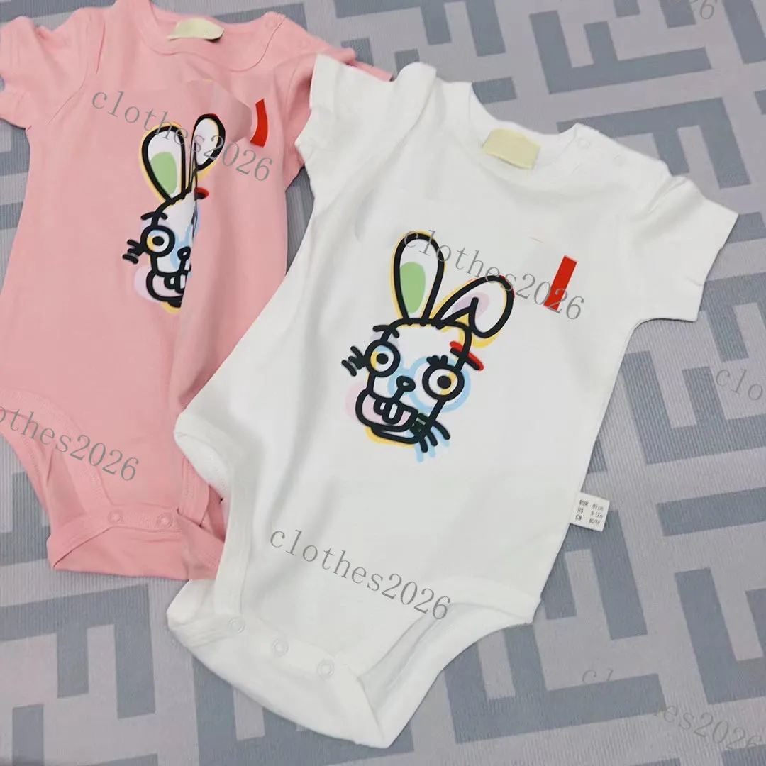 2023 Nieuwe pasgeboren baby Bebe geprint katoen romper 0-2y rompers Toddle baby bodysuit retail pasgeborenen babys kleren kinderen jumpsuits kleding 0-24 maanden roze wit