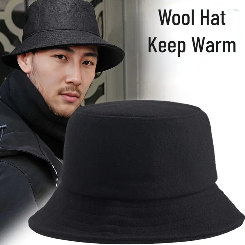 Berets Big Head Mens Bucket Hat For Women, Windproof And Warm Wool