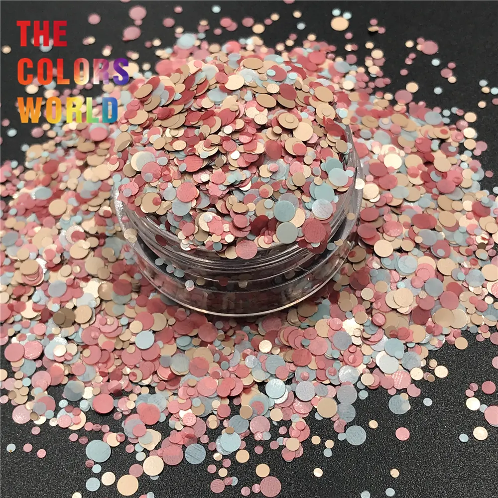 Nail Glitter TCT-260 Mix Color Round Dot Shape Nails Glitter Nail Art Decoration Body Glitter Makeup Face Painting Gel Handwork Henna DIY 230302