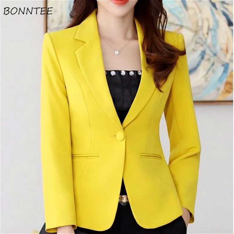 Garnitury damskie Blazery Blazers Kobiety Codziennie WSZYSTKIE MATCH Trendy Solid Est Spring Slim Office Lady Elegancka pojedyncza przycisk Mujer Fashion Ins 230302