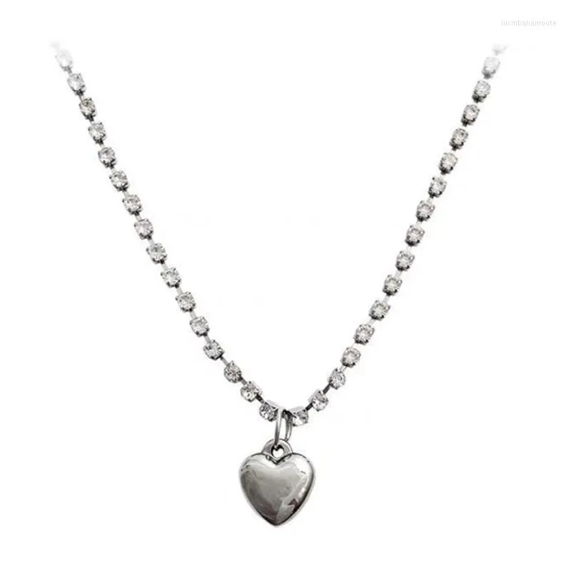 Pendant Necklaces Fashion Heart Necklace Silver Color Festival Gift For Women Girl Drop