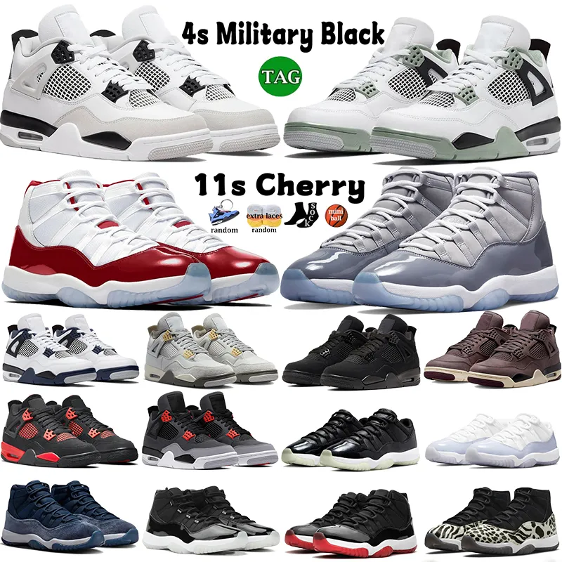Jumpman 4 11 Chaussures décontractées Mens 4s Black Cat Seafoam Craft Pustraire Military Militar