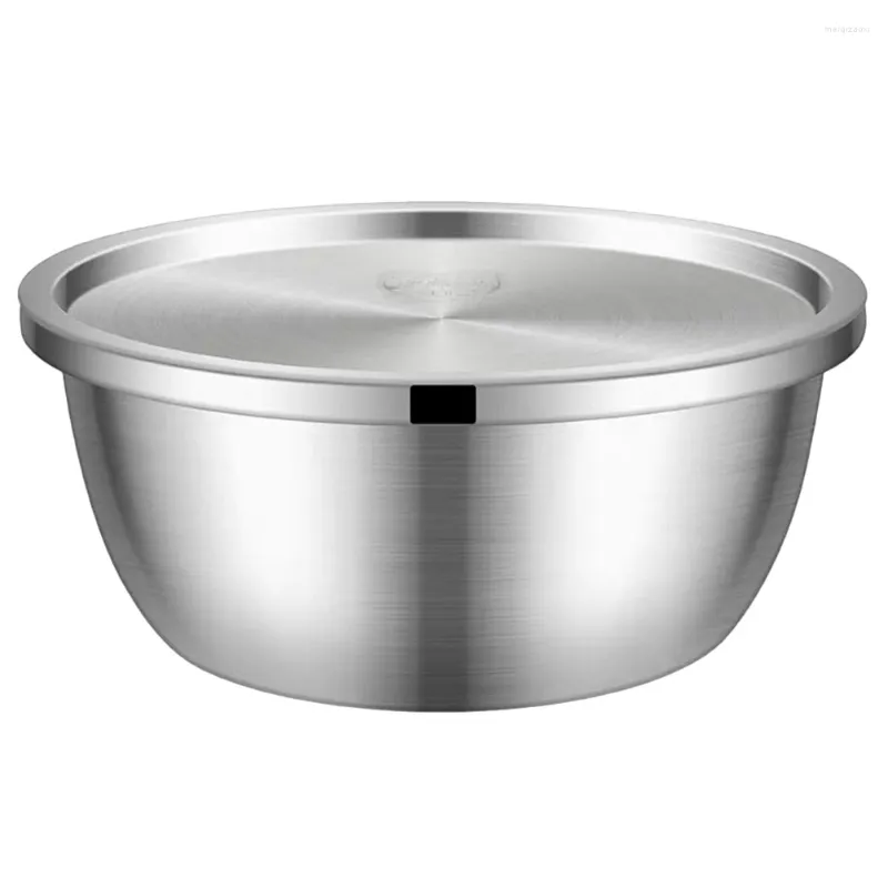 Bowls Container Lid Kitchen Prep Bowl Stainless Steel Dessert Mixing Fruit Cover Salad