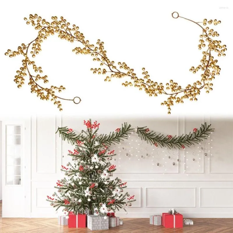 Decorative Flowers Home Decoration Hanging Wreath Wedding Ornament Christmas Garland Gold Berries Vine Happy Year Artificial Plants