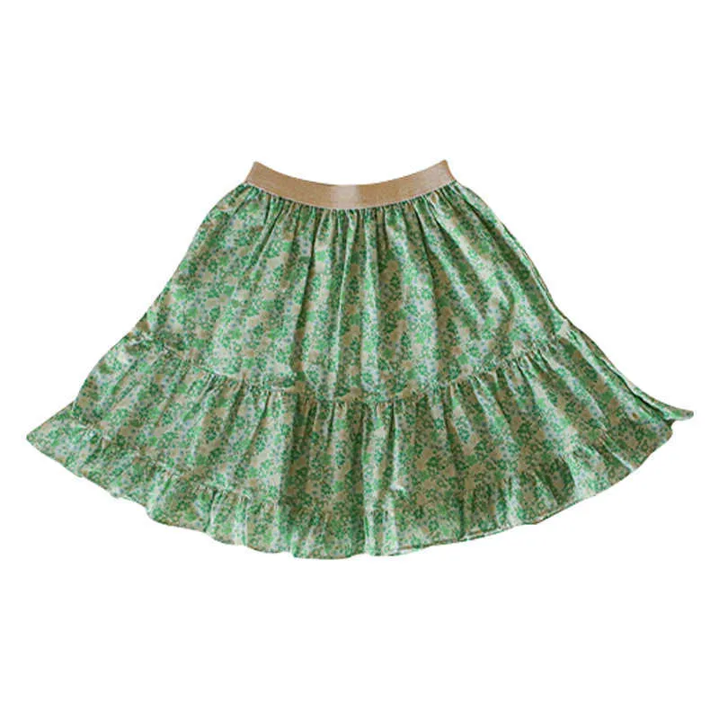 Spódnice wiosna lato w stylu koreańskim dziewczynki kwiatowe drukowane spódnice marszki dzieci słodkie bawełniane spódnice niemowlęta spódnice 6m-13Y CL859 T230301