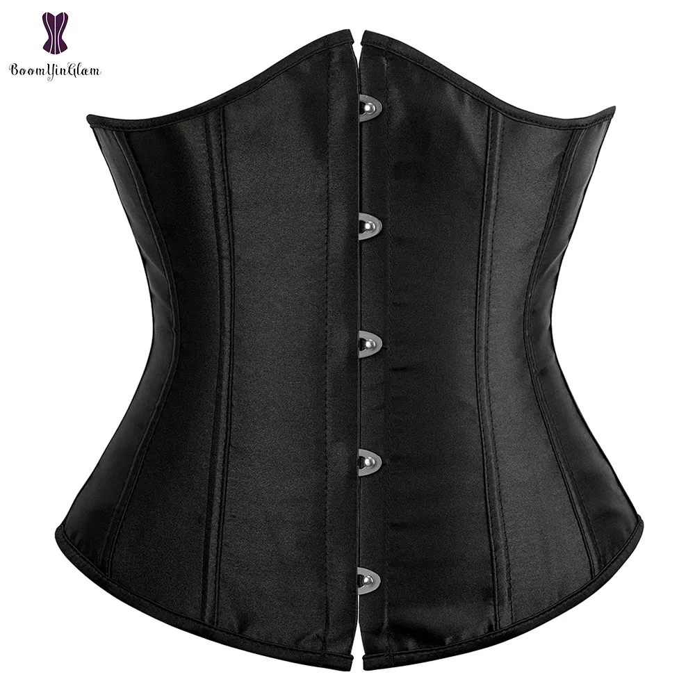 Waist Tummy Shaper Corset Mujer Satin Underbust Korset Gothic Korsett For Women Sexy Gorset Minceur Black Korse Gothique Femme Bone Corsets 230301