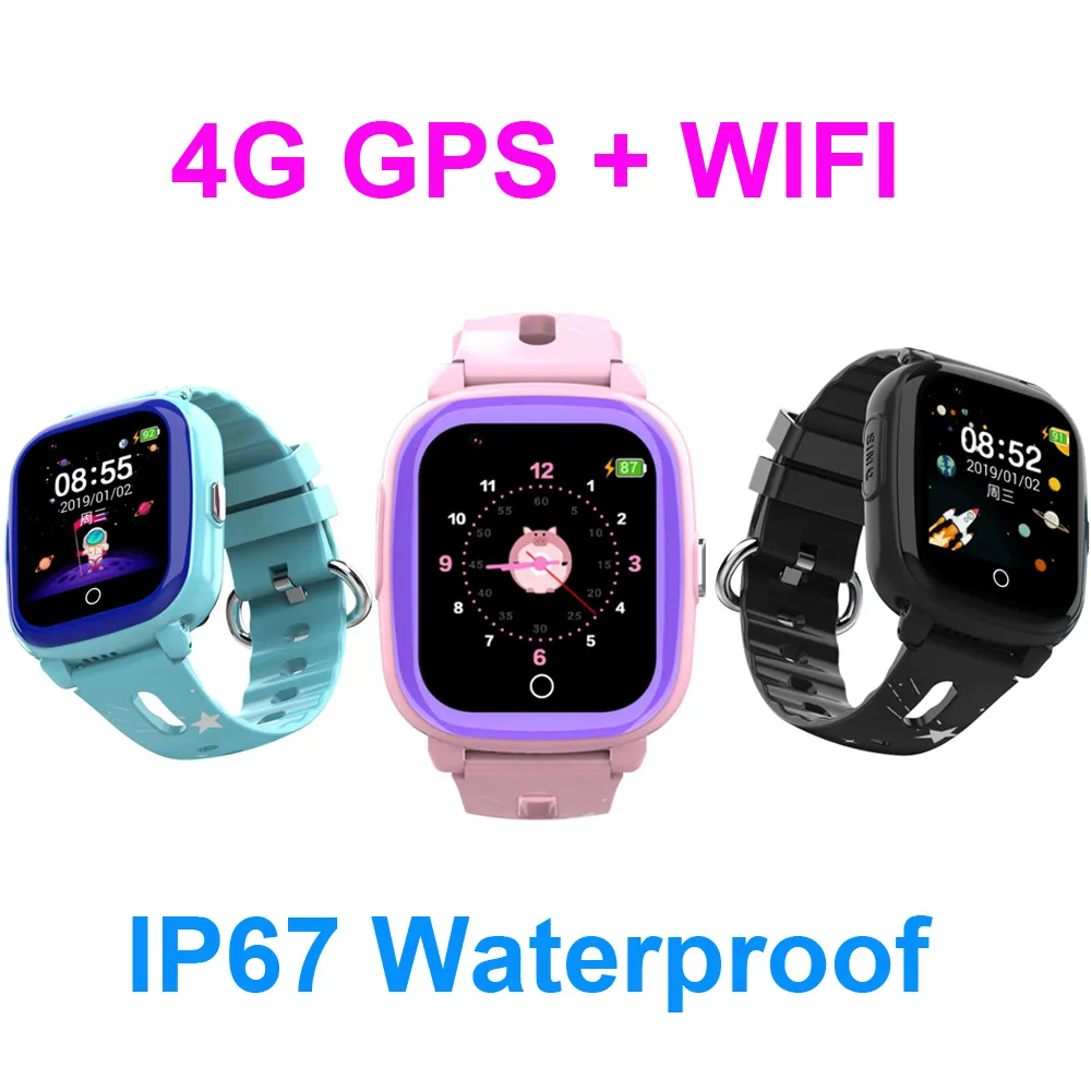 Novo GPS Children Smart Watch Watch DF76 Tela de toque à prova d'água Crianças assistir suporte SIM CART