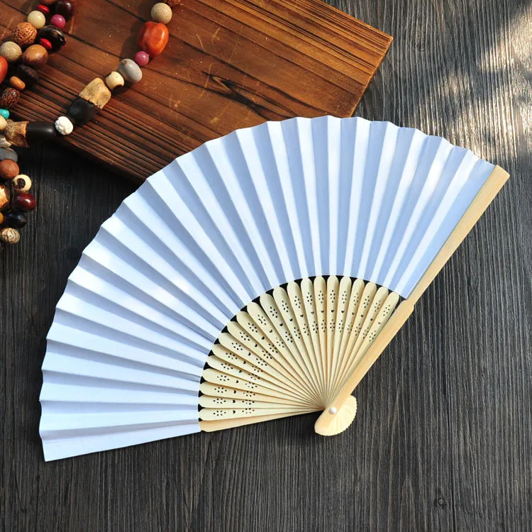 Paper Hand Fans White Chinese Fan Wedding Bridal Dance Accessories