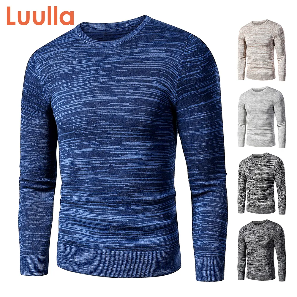 Sweaters masculinos homens outono casual vintage misto colorido algodão com suéter pulôver masculino Moda de jacquard quente e pescoço