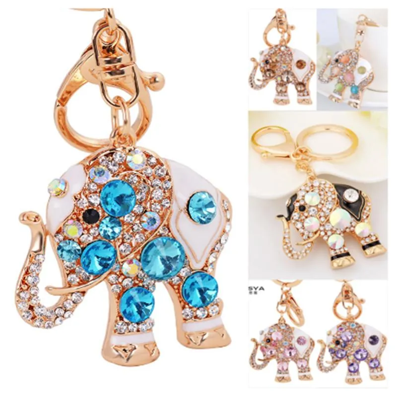 Keychains Fashion Keychain Keyring Blingbling Rhinestone Elephant Key Chain Ring A236Keychains