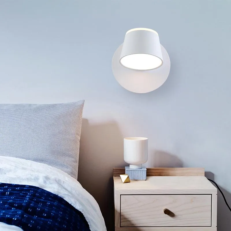 Wall Lamp Nordic Simple Creative Personality Rotating Study Living Room Indoor Background Bedroom Reading Bedside Lamps