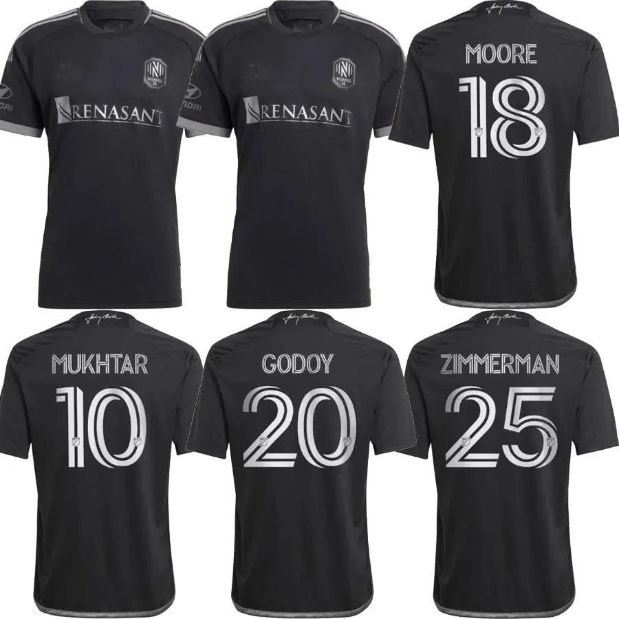 2023 2024 Nashville SC Away Soccer Jerseys Black Special Home MUKHTAR