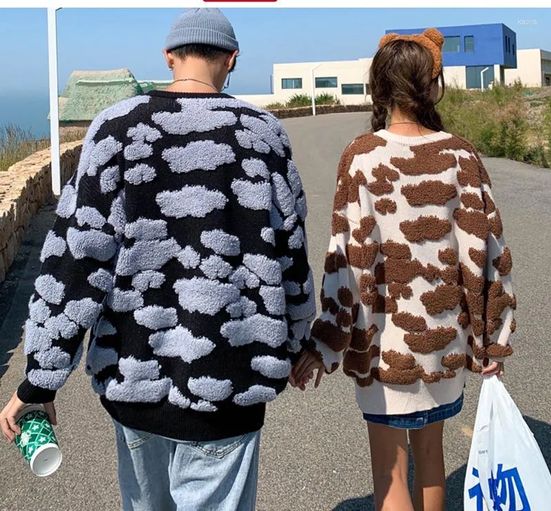Męskie swetry męskie chmura stereoskopowy zimowy sweter 2023 para pullover loose wełna harajuku kpop mody