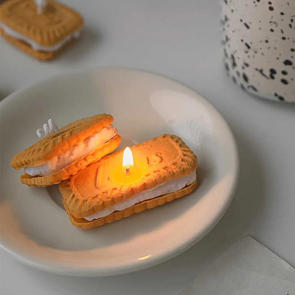 Candle 1PC Biscuit Desktop Ornaments Scented Food Shape INS Photo Prop Candles Home Decoration