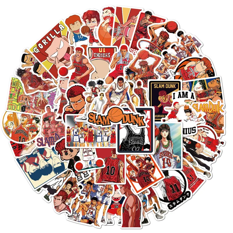 50pcs animasyon slam dunk çıkartmaları Sakuragi Hanamichi Haruko Akagi Graffiti Çocuk Oyuncak Kaykay Araba Motosiklet Bisiklet Sticker Çıkartmaları Toptan