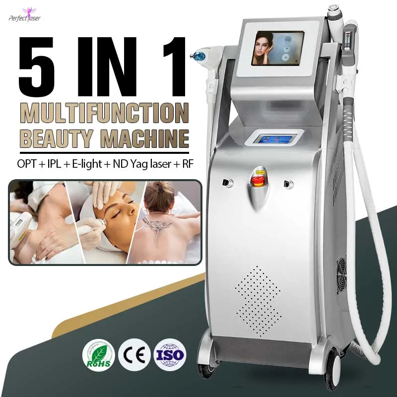 3000Wオプトファスト脱毛機を組み合わせてIPL Elight Rf nd Yag Laser Facial Rejuvenationニキビスポットトリートメント