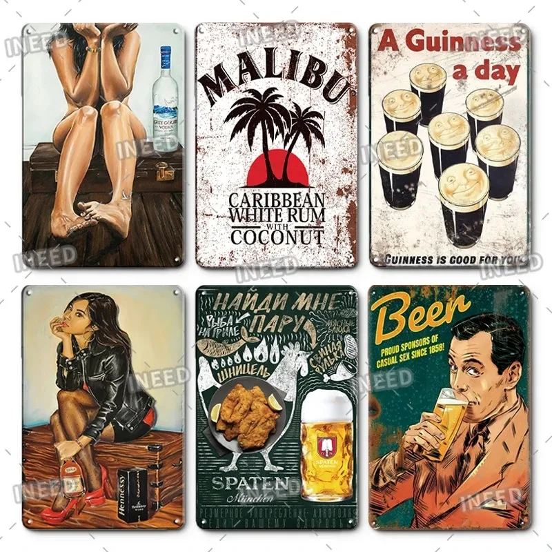 Retro Beer art painting Vintage Metal Tin Sign Decorative Plaque Pub Bar Man Cave Club living room Wall personalized Art Decor Accessories tin sign Size 30X20CM w02