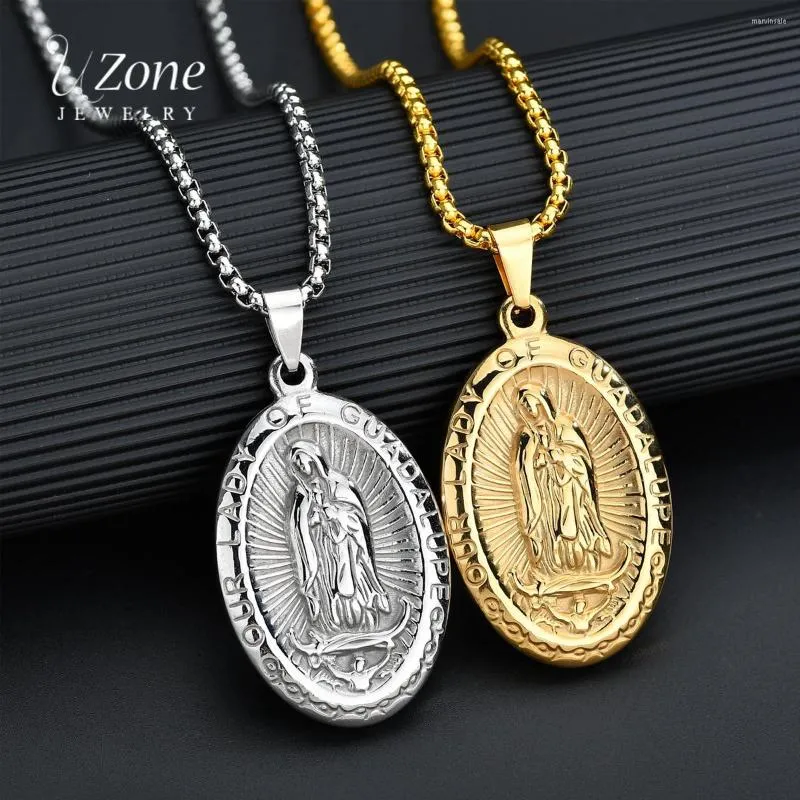 Hangende kettingen uzone religieuze maagd Maria amulet ketting roestvrij staal christelijke sieraden gebed voor vrouwen kerstcadeau