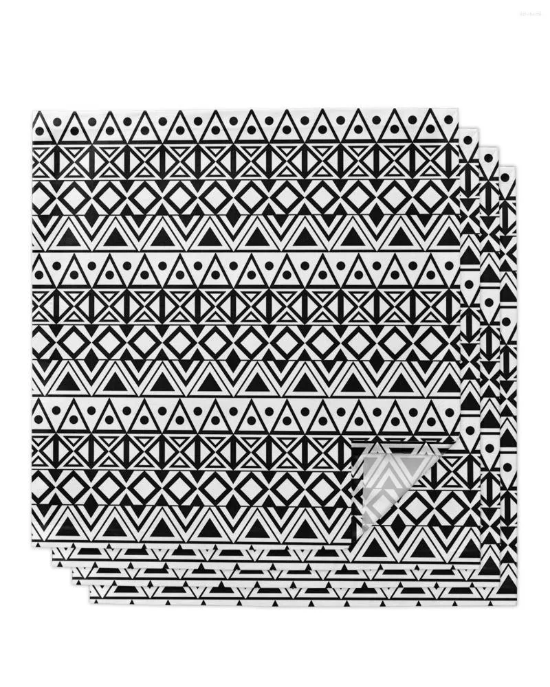 Serviette de table africaine Tribal noir blanc 4/6/8 pièces tissu décor dîner serviette pour cuisine assiettes tapis décoration de fête de mariage