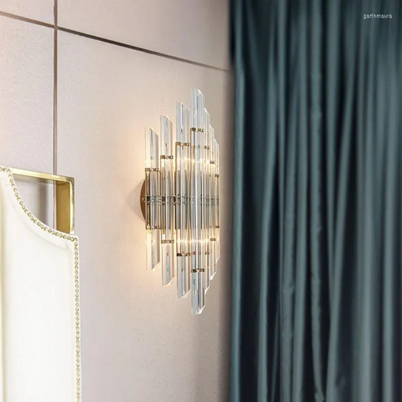 벽 램프 현대식 크리스탈 링 방 장식 침실 스콘 램프 램프 홈 리빙 조명 거울