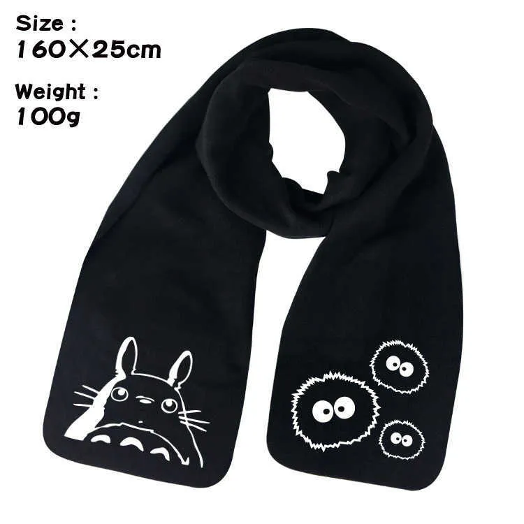 Scarves Anime Scarf My Neighbor Totoro Cartoon Scarf Men Fashion Scarves Warm Long Scarf Wrap Shawl Gift L230302