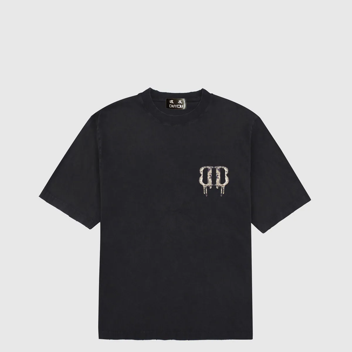 Duyou Oversize T-shirt avec des lettres de lavage en jersey vintage 100% coton t-shirt hommes décontractés t-shirts basiques femmes qualité classique tops dy8906