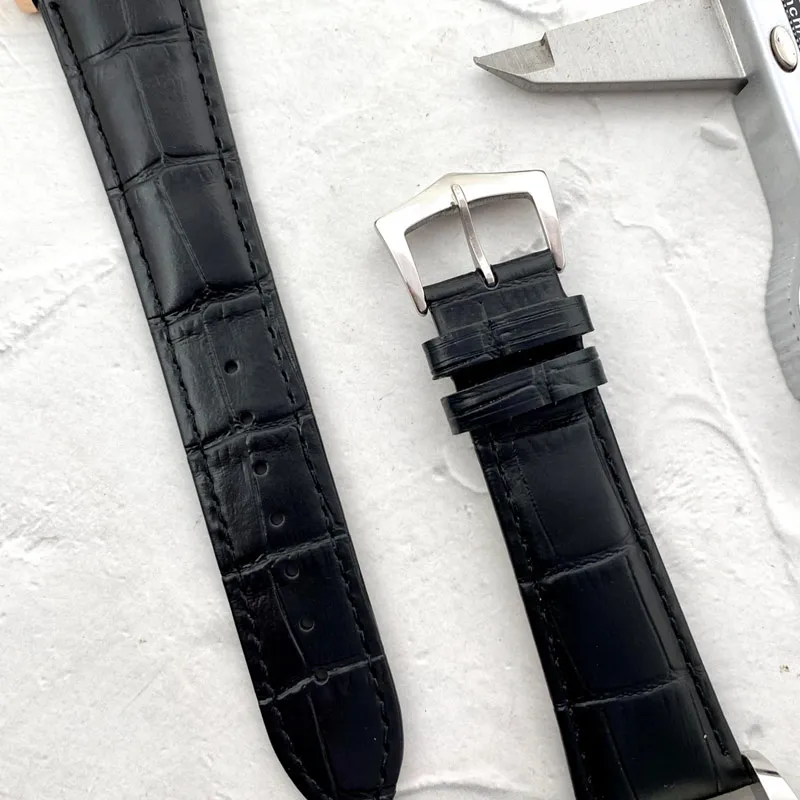 패션 럭셔리 남성 시계 기계 자동 운동 달 상수 방수 브랜드 디자이너 손목 시계 진정한 가죽 스트랩 시계 아버지의 날 선물