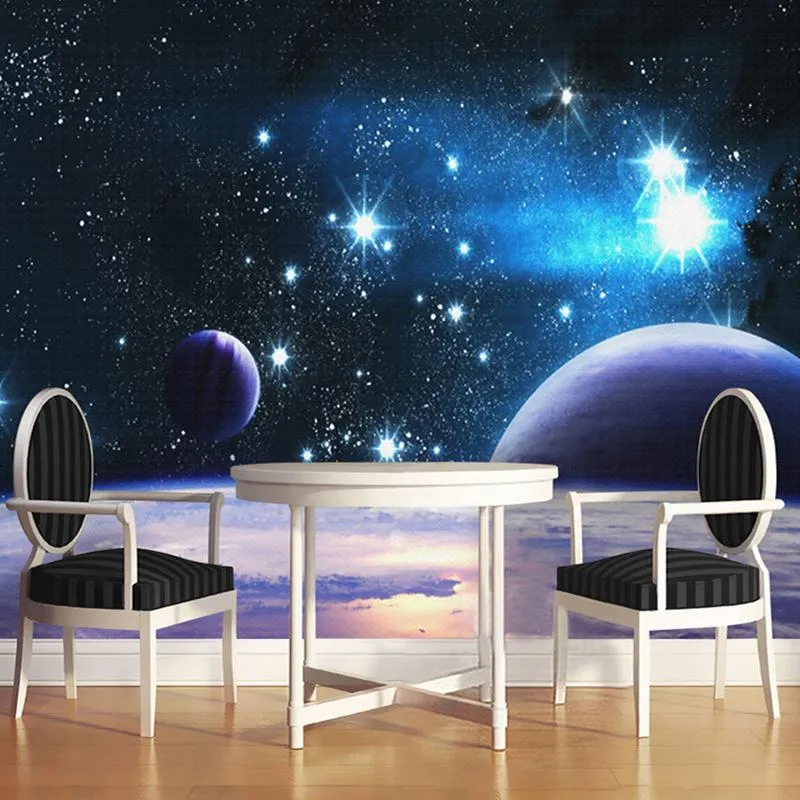 Fonds d'écran Papier peint mural personnalisé 3D Univers Space Star Planet Po Tissu mural Salon Canapé Chambre Décor Papier de couverture