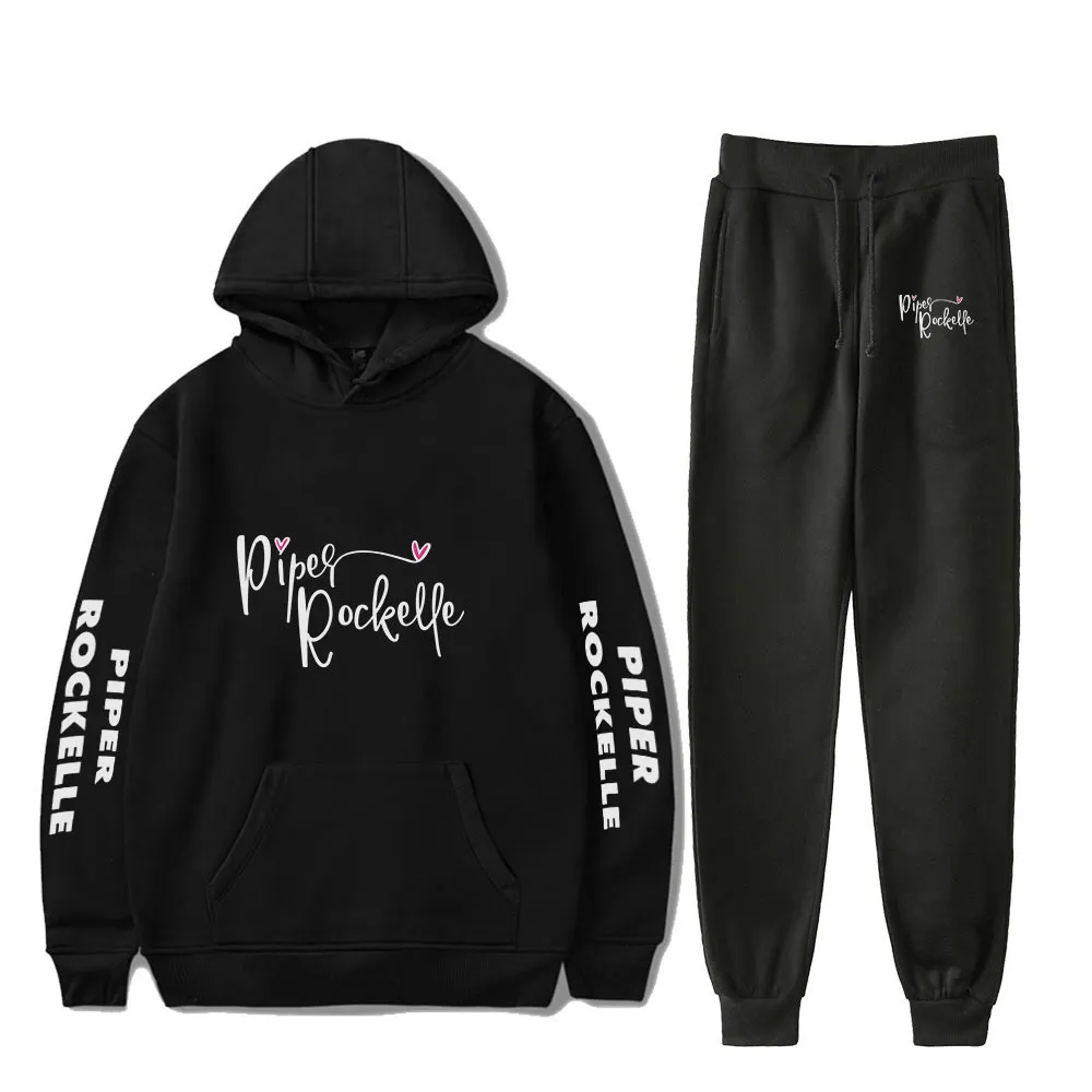 Mens Rastreeiros Piper Rockelle Merch Capuzes de corredor Pontas de corredor Impressão legal Duas peças conjunto Menwomens Hoodie Suit Plus SizeSuit 230228