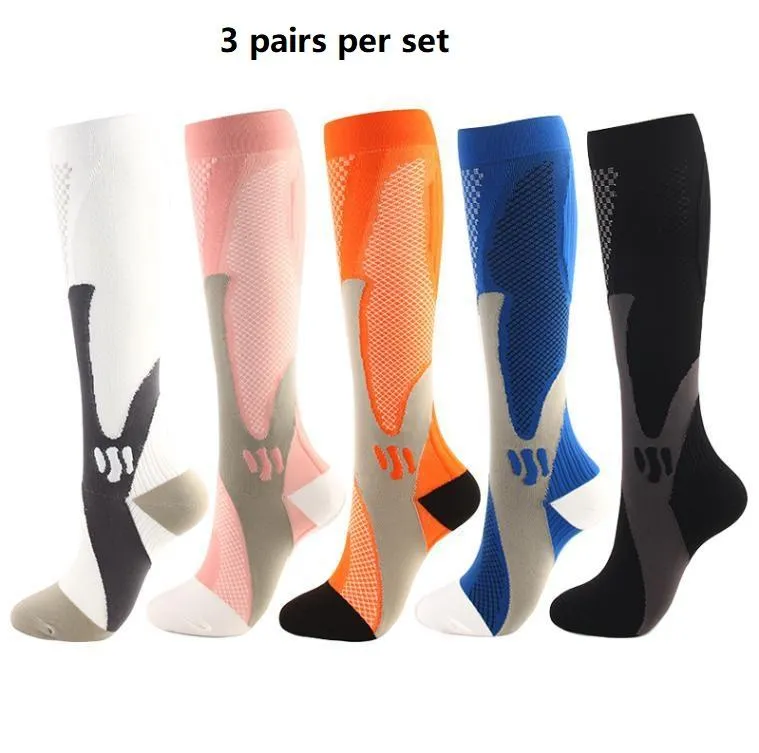 الجوارب الرياضية Calzino a compressione 3 أزواج ركبة الجوارب عالية الضغط chaussette de calcetines compresion