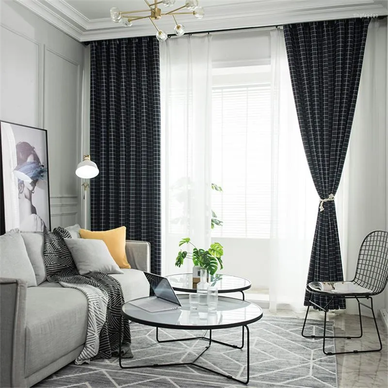 Gordijn Black -black -out gordijnen voor slaapkamer woonkamer raam geometrisch paneel zonschaduw thuis klaargemaakt