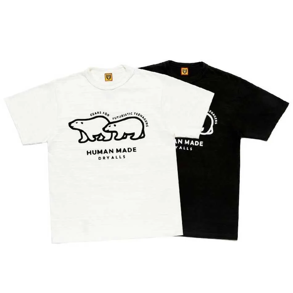 メンズTシャツホッキョクグマパターンヒューママッドTシャツ男性女性1 1トップバージョンTシャツスラブコットン短袖グラフィックTシャツG230301