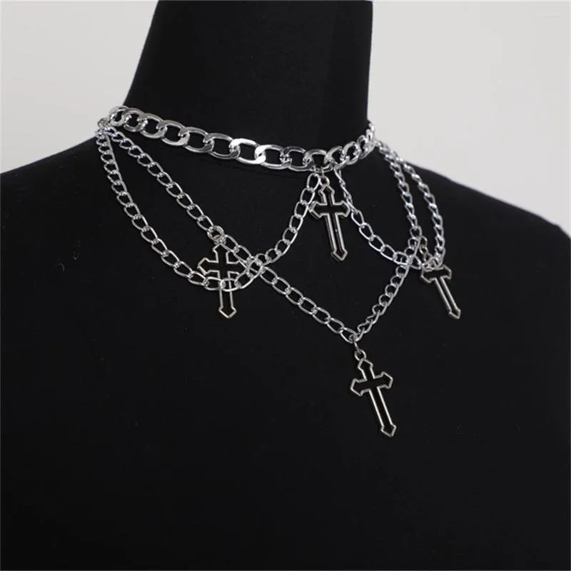 Choker Punk Gothic Halloween Simple Cross Prendant Netclace Chain Women Jewelry Jewelry