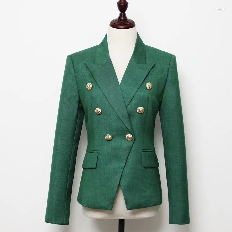 Kvinnors kostymer Blazers S-XXL Högkvalitativ 2023 Fashion Solid Color Green Lapel långärmad knapp Slim Casual Pendder ol