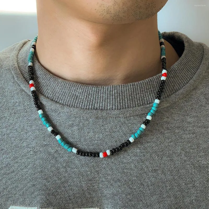 Choker Colorful Small Seed Beads Short Necklace Men Trendy Beaded Chain 2023 Fashion Jewelry On Neck Accessories Collar