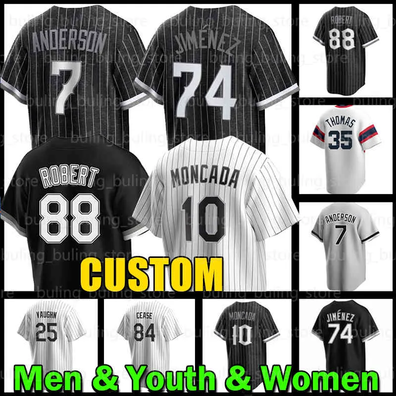 7 Tim Anderson Baseball Jersey 74 Eloy Jimenez 88 Luis Robert Jr. Southside White Sox Frank