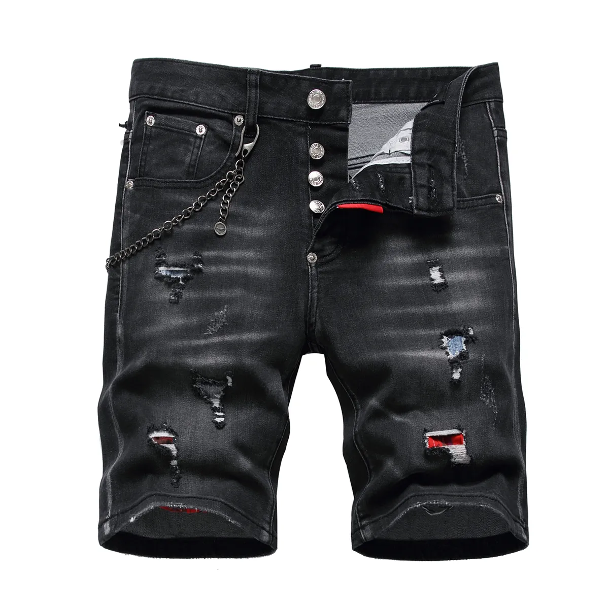 TR APSTAR DSQ short Men's Jeans Hip Hop Rock Moto Mens Design Ripped Denim Biker DSQ summer black Jeans short 1101