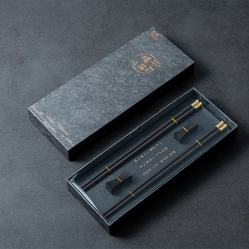 Chopsticks Chinese High Quality Premium Natural Ebony Present Box Packaging Hushållens bestick Tabellerisuppsättning 230302