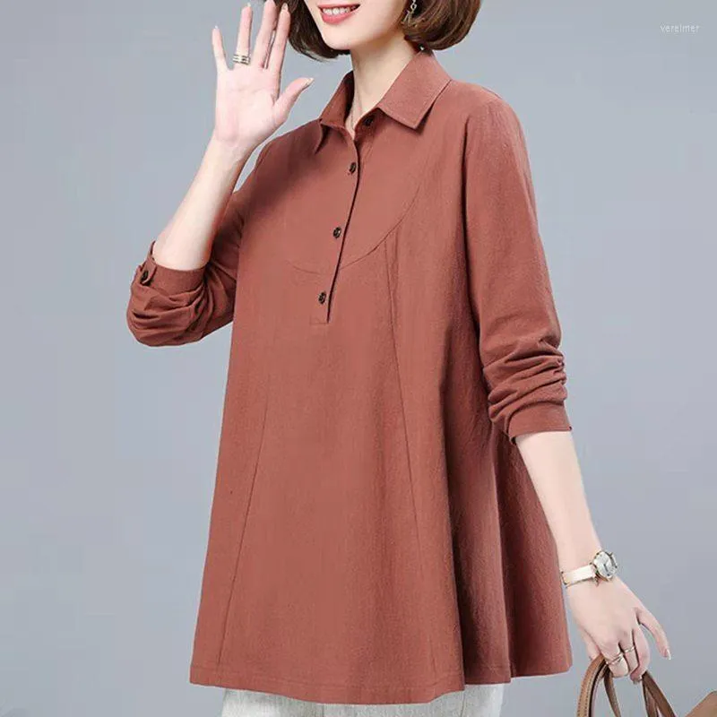 Blouses feminina coreana estilo de verão 5xl Mulheres túnica elegante de manga longa de camisa de tamanho grande de tamanho grande blusa sólida