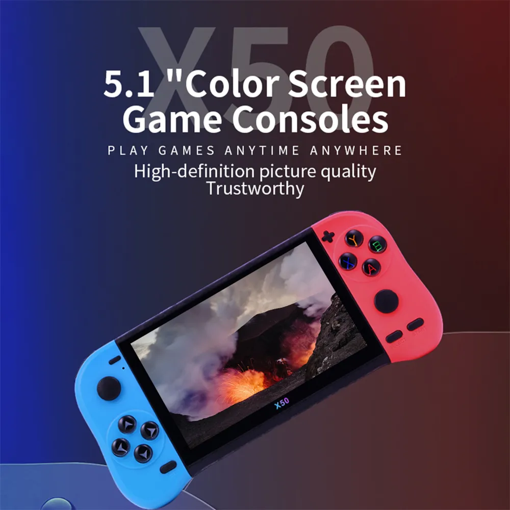 X50 Video Game Player 5.1 HD screen 64bit supports multiple emulators ortable Handheld Retro Game Console Video Player TV output